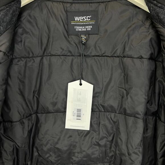 New WESCÂ Men US Men XL /WomenâXXL Wool Bomber Gray Black Jacket $225 - Picture 9 of 12